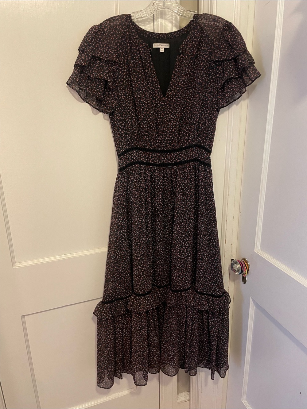 Rebecca Minkoff Patricia Ruffle Floral Midi Dress Size XS